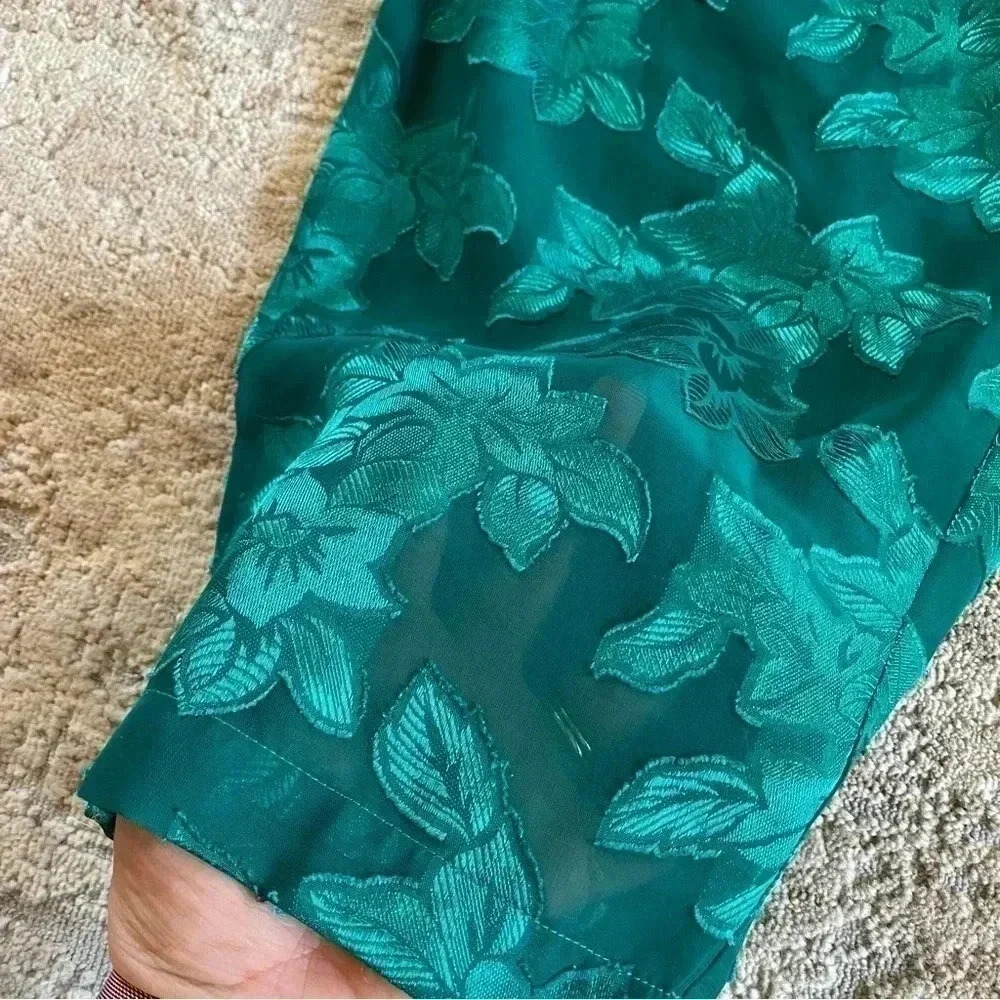 Victoria's Secret Vintage 80s Sheer Green Applique Pajama Bottoms Lounge Pants - Picture 2 of 12